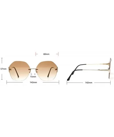 Fashion Frameless Polygonal Round Sunglasses Women Retro Glasses Female Diamond Cutting Edges Sunglasses - CY192AZY42E $17.56...