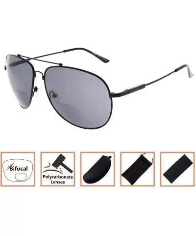 Memory Bifocal Sunglasses Flexible Reading Sunglasses Polit Style for Men Women - Black-grey-lens - CR18MGE5AXX $22.38 Aviator