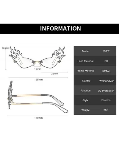 Unisex Vintage Fire Flame Sunglasses Rimess Sunglasses Novelty Sunglasses Clout Goggle Shades - Yellow - CY1966TR5Y9 $14.54 G...