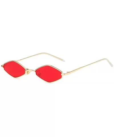 New retro square metal small frame fashion diamond ocean piece unisex party sunglasses - Red - CI18YM0D8Q2 $17.99 Square