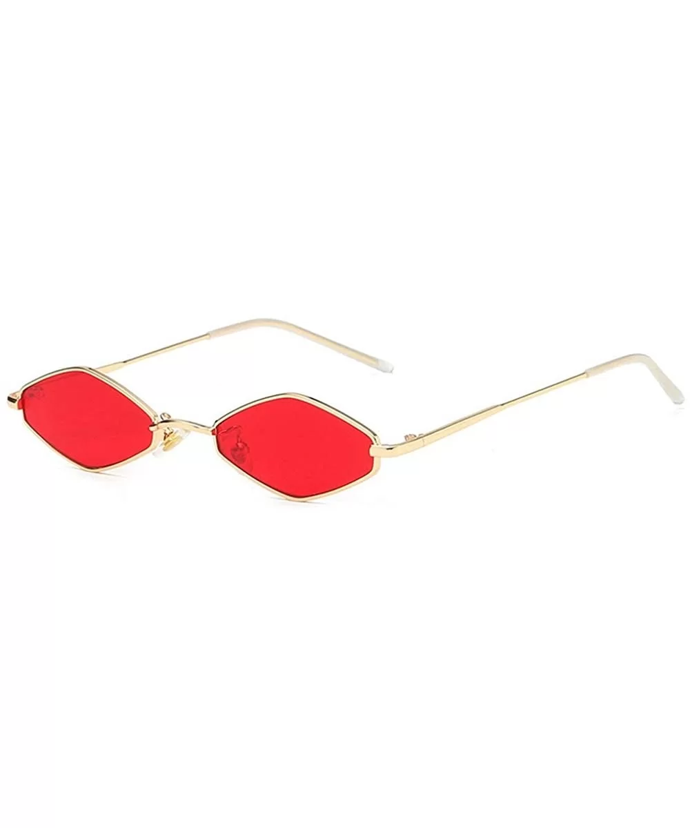 New retro square metal small frame fashion diamond ocean piece unisex party sunglasses - Red - CI18YM0D8Q2 $17.99 Square