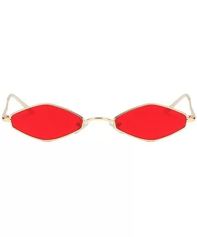 New retro square metal small frame fashion diamond ocean piece unisex party sunglasses - Red - CI18YM0D8Q2 $17.99 Square