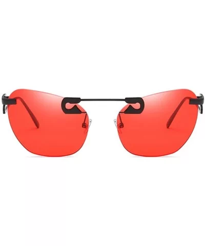 Male Female Fashion Metal Sunglasses Retro Frameless Z-shaped leg - Red - C718EX7NR2G $14.80 Rimless