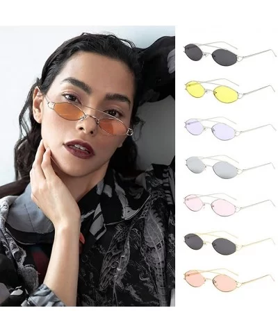 Fashion Polarized Sunglasses Unisex Vintage Oval Shape Sunglasses Glasses Eyewear For Men/Women - E - CB18NW96I6K $11.67 Rimless