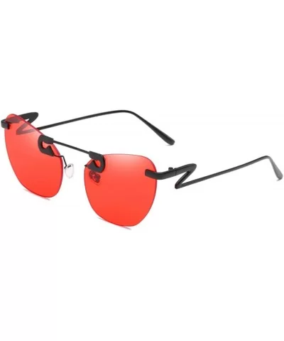 Male Female Fashion Metal Sunglasses Retro Frameless Z-shaped leg - Red - C718EX7NR2G $14.80 Rimless