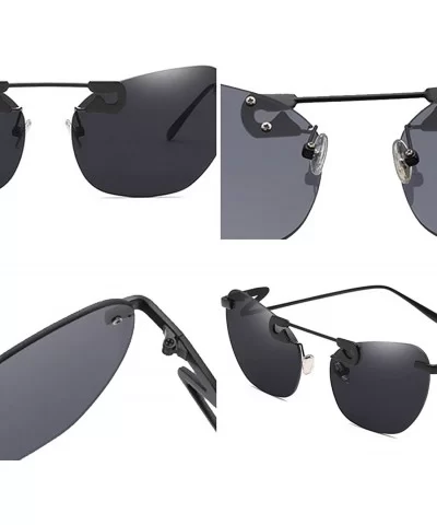 Male Female Fashion Metal Sunglasses Retro Frameless Z-shaped leg - Red - C718EX7NR2G $14.80 Rimless