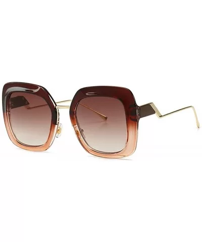 Fashion Large Frame Cat Sunglasses Lady Vintage Square Gradient Sun Glasses UV400 - Brown - C018RKGIS3A $16.39 Square