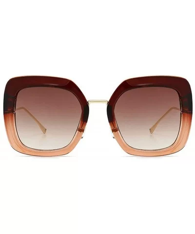 Fashion Large Frame Cat Sunglasses Lady Vintage Square Gradient Sun Glasses UV400 - Brown - C018RKGIS3A $16.39 Square