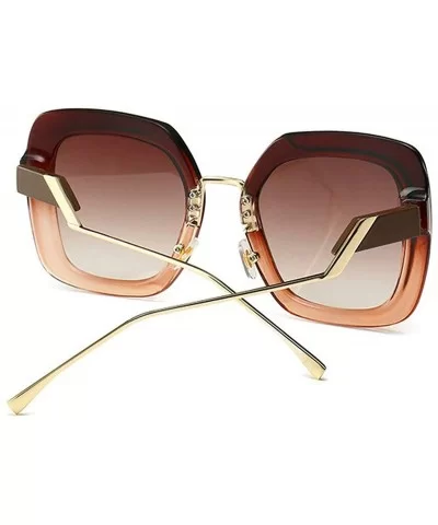 Fashion Large Frame Cat Sunglasses Lady Vintage Square Gradient Sun Glasses UV400 - Brown - C018RKGIS3A $16.39 Square