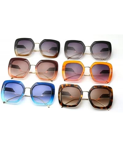 Fashion Large Frame Cat Sunglasses Lady Vintage Square Gradient Sun Glasses UV400 - Brown - C018RKGIS3A $16.39 Square