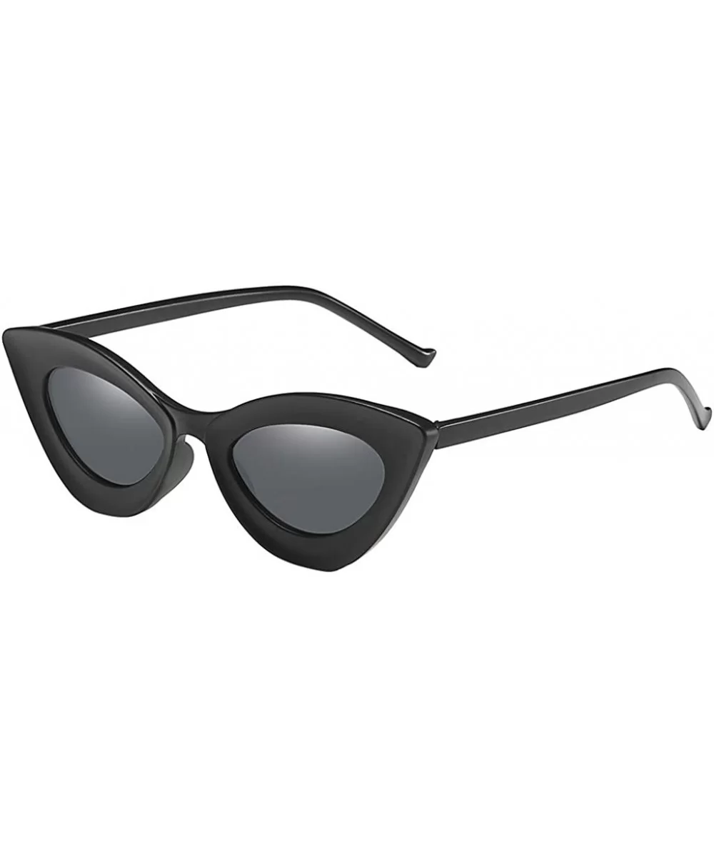 Sunglasses for Men and Women Cat Eye Sunglasses Glasses Shades Vintage Retro Style - Black - CN1905A4ZY2 $12.13 Square