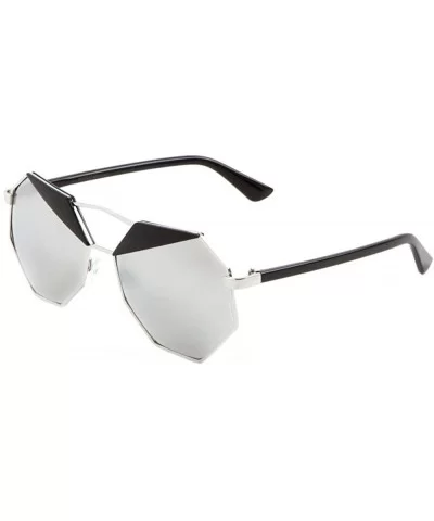 Color Mirror Geometric Polygon Inner Brow Triangle Color Sunglasses - Grey - C31903U6W03 $20.68 Butterfly