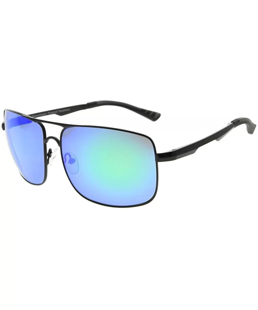 Polycarbonate Polarized Sunglasses Men - Black/Green Mirror - CE186L5LMZH $57.28 Rectangular