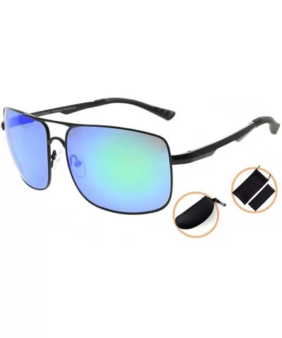 Polycarbonate Polarized Sunglasses Men - Black/Green Mirror - CE186L5LMZH $57.28 Rectangular