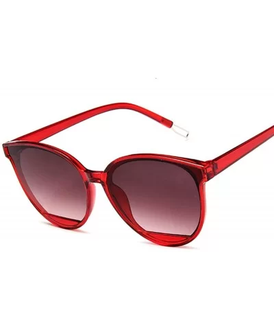 Classic Oval Red Women Sunglasses Vintage Luxury Plastic Cat Eye Sun Glasses UV400 Fashion - Black Silver - CW19856XY7X $44.6...