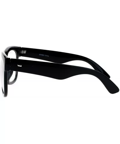 Mens Hard Minimal Oversize Horn Rim Hipster Sunglasses - Black Clear Lens - CV12MXSSPVM $14.14 Wayfarer