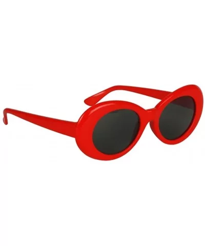 Novelty Kurt Cobain Glasses Oval Sunglasses Black Lens for Women Men - Red - C718IHGRME4 $8.57 Goggle