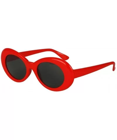 Novelty Kurt Cobain Glasses Oval Sunglasses Black Lens for Women Men - Red - C718IHGRME4 $8.57 Goggle