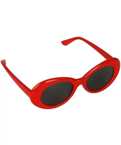 Novelty Kurt Cobain Glasses Oval Sunglasses Black Lens for Women Men - Red - C718IHGRME4 $8.57 Goggle