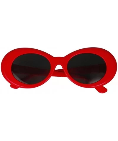 Novelty Kurt Cobain Glasses Oval Sunglasses Black Lens for Women Men - Red - C718IHGRME4 $8.57 Goggle