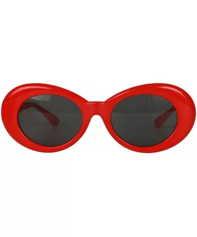 Novelty Kurt Cobain Glasses Oval Sunglasses Black Lens for Women Men - Red - C718IHGRME4 $8.57 Goggle