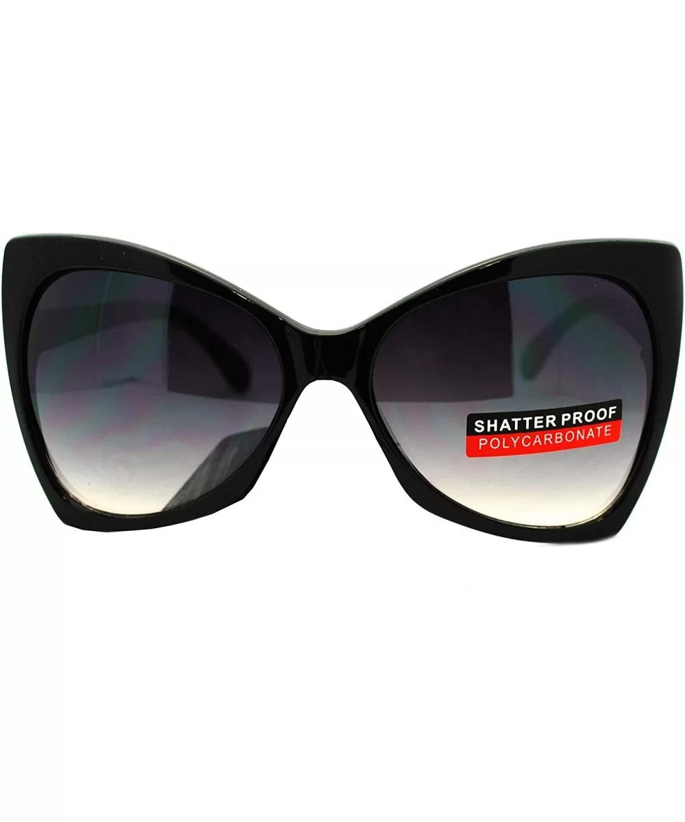 Womens Designer Fashion Oversized Butterfly Cat Eye Gradient Sunglasses Black - CQ11LXHT1IN $11.94 Oversized