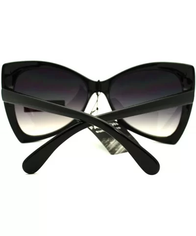 Womens Designer Fashion Oversized Butterfly Cat Eye Gradient Sunglasses Black - CQ11LXHT1IN $11.94 Oversized