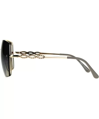 Womens Butterfly Rimless Jewel Arm Squared Metal Sunglasses - Gold Brown Smoke - CY188490LWH $18.13 Butterfly