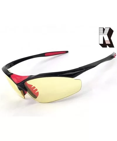 Men's HD Night View Driving Glasses Anti-Glare Rain Day Night Vision Cycling Sunglasses - Black/Red91 - CV18D5MTMEN $19.91 Go...