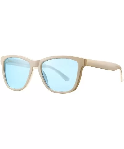 Polarized Sunglasses for Women Men- Classic Vintage Square Sun Glasses - L white Frame/Blue Lens - C7199UMDU3I $16.28 Round
