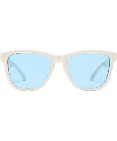 Polarized Sunglasses for Women Men- Classic Vintage Square Sun Glasses - L white Frame/Blue Lens - C7199UMDU3I $16.28 Round