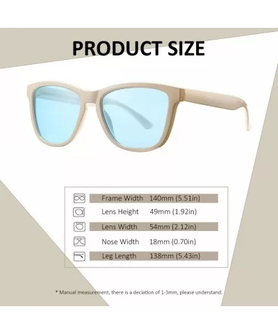 Polarized Sunglasses for Women Men- Classic Vintage Square Sun Glasses - L white Frame/Blue Lens - C7199UMDU3I $16.28 Round