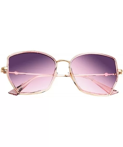 Hipster Polygon Sunglasses For Women Metal Square Frame Flat Mirrored Lens UV400 Sun Glasses - Purple - CH18U8442MX $13.50 Sq...