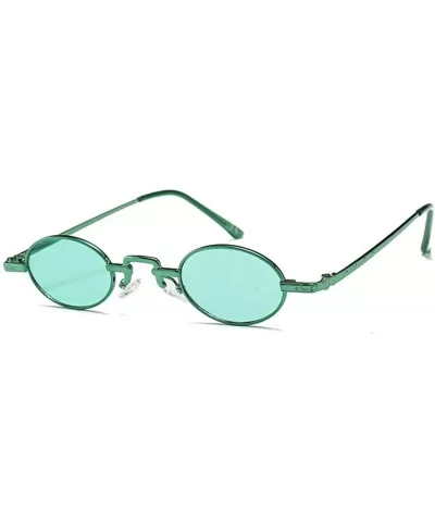 Unisex Vintage Oval Glasses Small Metal Frames Sunglasses UV400 - Green - C518NHON79W $14.84 Square