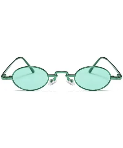 Unisex Vintage Oval Glasses Small Metal Frames Sunglasses UV400 - Green - C518NHON79W $14.84 Square