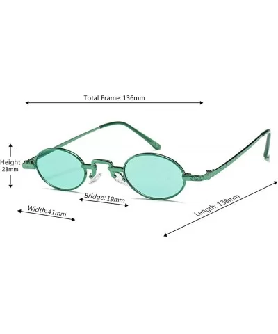 Unisex Vintage Oval Glasses Small Metal Frames Sunglasses UV400 - Green - C518NHON79W $14.84 Square