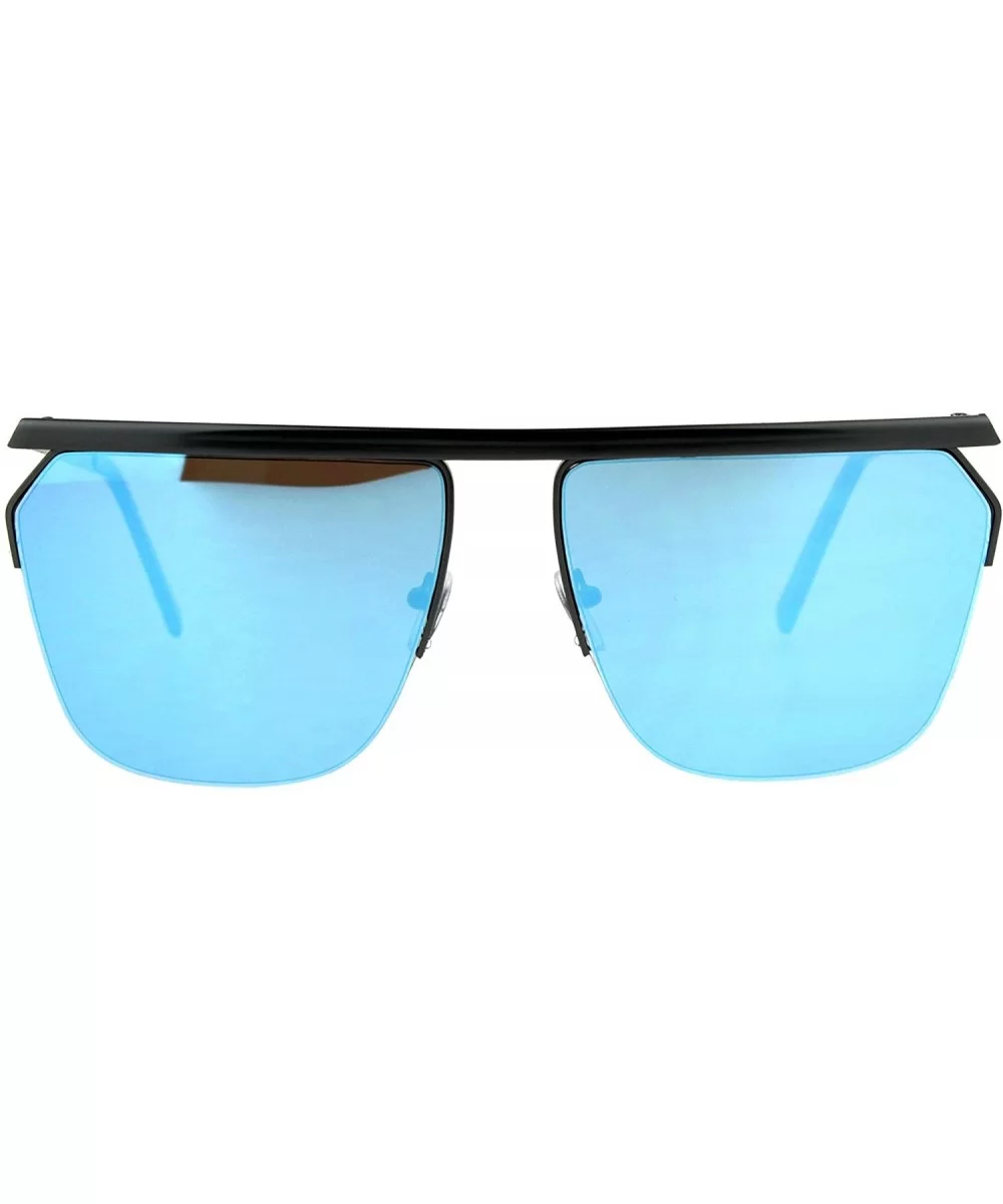 High Fashion Sunglasses Womens Oversized Flat Top Square Mirror Lens - Gunmetal (Blue Mirror) - C3186G04D2N $15.88 Square