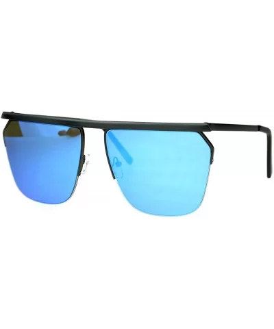 High Fashion Sunglasses Womens Oversized Flat Top Square Mirror Lens - Gunmetal (Blue Mirror) - C3186G04D2N $15.88 Square