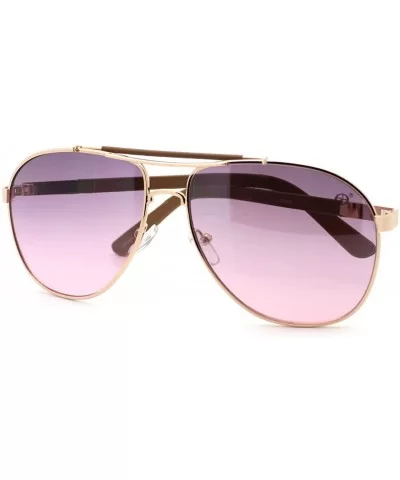Square Aviator Sunglasses Designer Fashion Navigator Unisex - Brown - CL11S2W5AL3 $13.43 Aviator