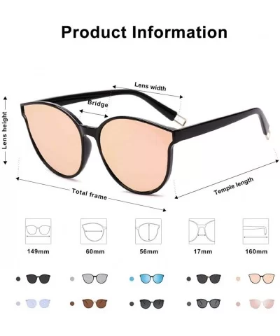 Fashion Round Sunglasses for Women Men Oversized Vintage Shades SJ2057 - C5 Black Frame/Pink Mirrored Lens - C418D8LCHE4 $21....