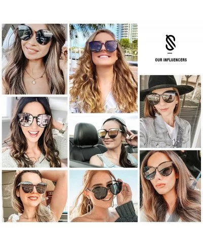 Fashion Round Sunglasses for Women Men Oversized Vintage Shades SJ2057 - C5 Black Frame/Pink Mirrored Lens - C418D8LCHE4 $21....