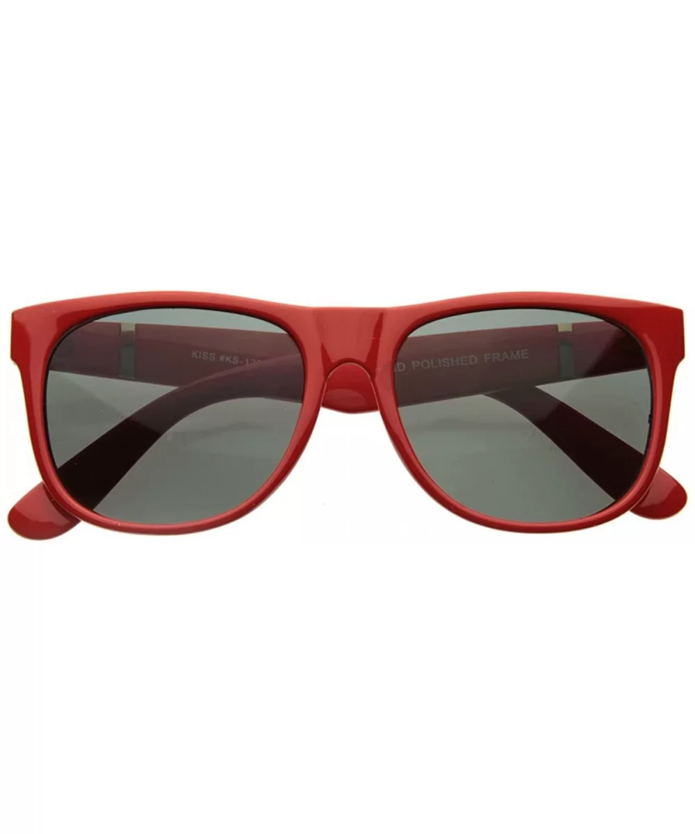 Retro Super Flat Hipster Trend Horn Rimmed Sunglasses (Red) - CO116Q2H4D9 $13.94 Wayfarer