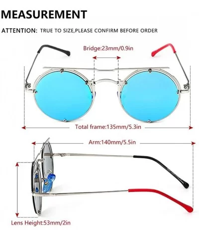 Round Steampunk Sunglasses-Retro Eyewear Metal Frames-Fashion Goggle Unisex - C - CH190ECOECS $51.33 Oval