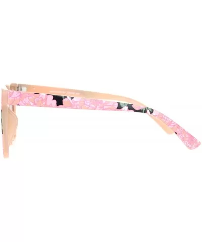 Womens Rectangular Boyfriend Fashion Hornrim Plastic Sunglasses - Pink Flower Pink Smoke - C618OCYZ4HU $13.48 Rectangular