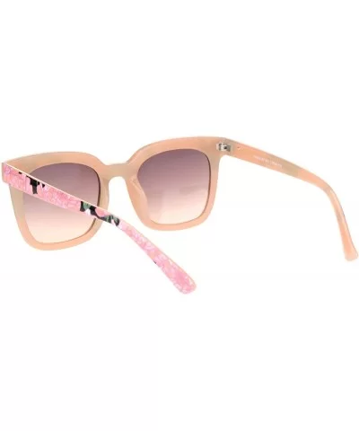 Womens Rectangular Boyfriend Fashion Hornrim Plastic Sunglasses - Pink Flower Pink Smoke - C618OCYZ4HU $13.48 Rectangular