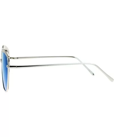 Womens Color Mirrored Lens Half Rim Butterfly Diva Sunglasses - Silver Blue - CB12N46LJW8 $17.01 Butterfly