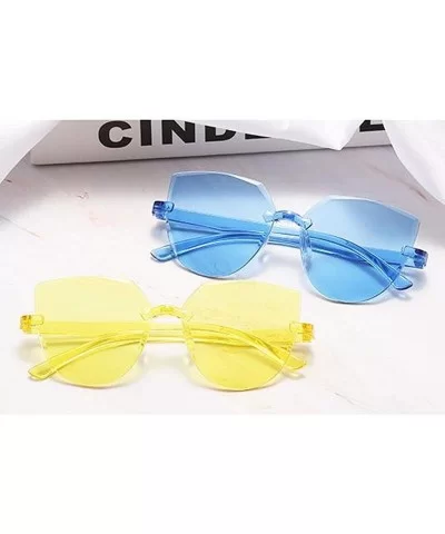 Frameless Multilateral Shaped Sunglasses One Piece Jelly Candy Colorful Unisex - C - CQ190MKQSIU $10.60 Sport