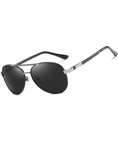 Polarized Avaitor Sunglasses for Men Driving Wayfarer Sun Glasses Women - Black Silver - CR194Z82O6I $22.24 Wayfarer