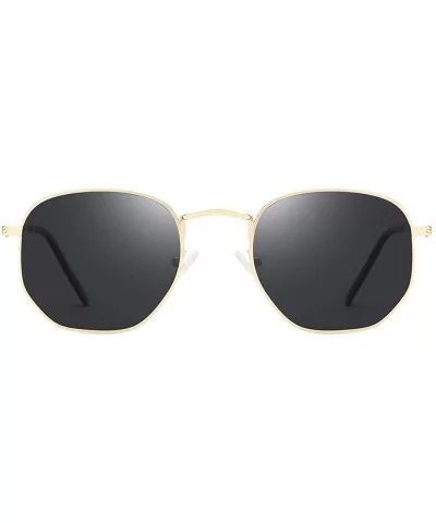 Small Square Polarized Sunglasses Polygon Geometric Lens LK1708 - C1-glod/Gray Polarized Lens - CM18AI9M9WN $19.35 Oversized