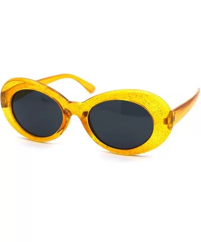 Womens Oval Mod Glitter Thick Plastic Round Retro Sunglasses - Orange Solid Black - C918ZRE8E7M $13.61 Oval